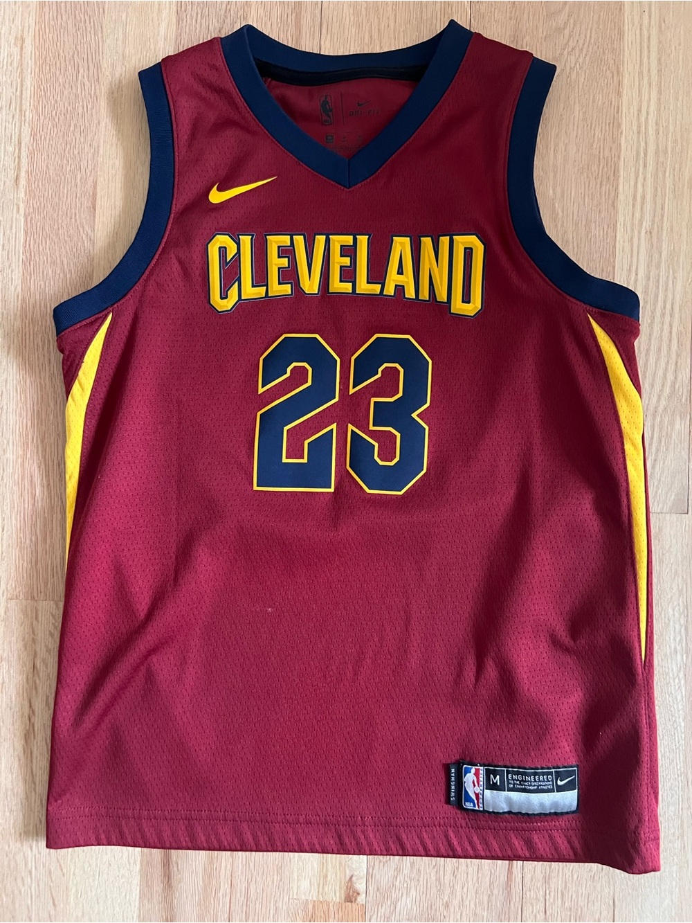 Lebron James Nike Cleveland Maroon & Yellow Kids Basketball Jersey #23